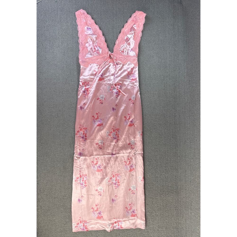 Fore Slip Dress Small Maxi Length Floral‎ Lace Feminine Retro Pink